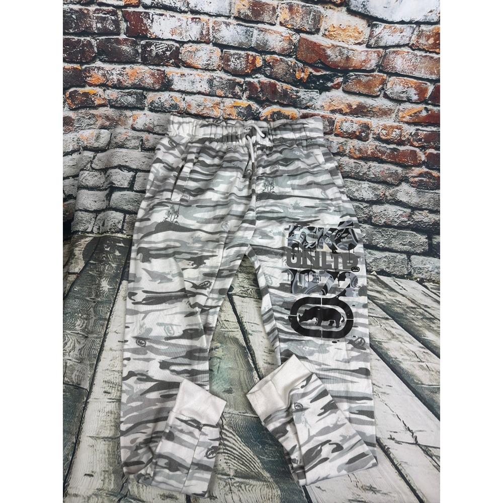 Ecko Unltd Mens Grey Camo Rhino Logo Jogger Sweatpants Size L